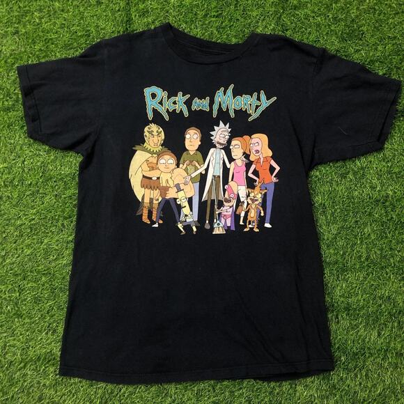 Men's Distressed Rick and Morty Graphic Cropped Tee - Picture 1 of 4